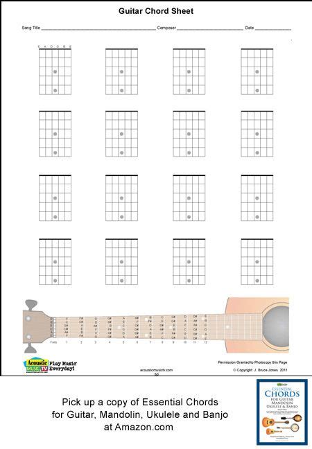 Guitar Blank Chord Boxes Guitar Chord Chart Guitar Chord Sheet