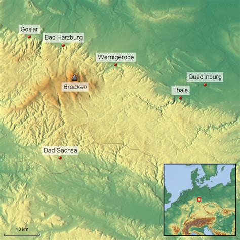 Übersichtskarte des harzes mit dem nationalpark harz. StepMap - Harz - Landkarte für Deutschland