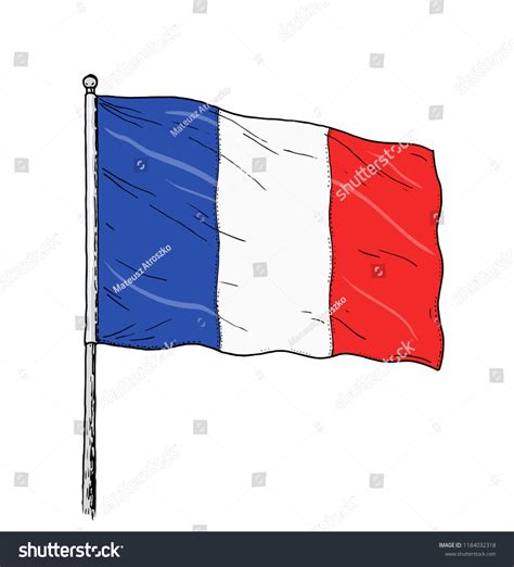 French Flag Drawing Vintage Like Colour Stock Vector Royalty Free