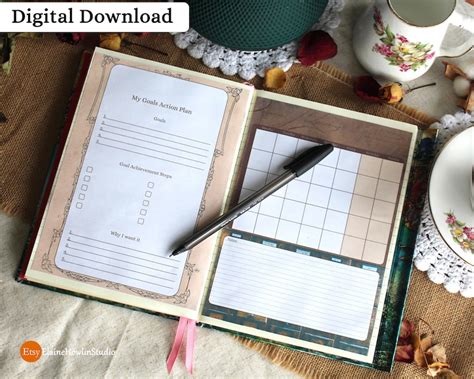 Dark Academia Planner Printable Journal Kit Over 36 Pages Etsy Uk