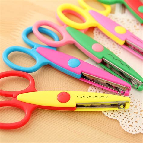 6 Pcs Lot Diy Craft Scissors Wave Edge Craft School Scissors For Paper