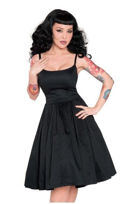 Pinup Couture Jenny Dress In Black Sateen Pinup Girl Clothing