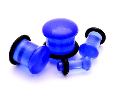 Blue Single Flare Glass Plugs