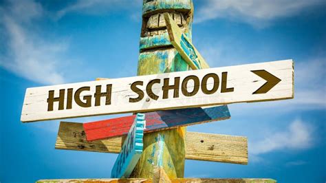 Street Sign To High School Stock Photo Image Of Vocational 157632966