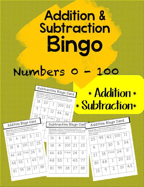 Math Bingo Addition And Subtraction Homeschool Printable Etsy