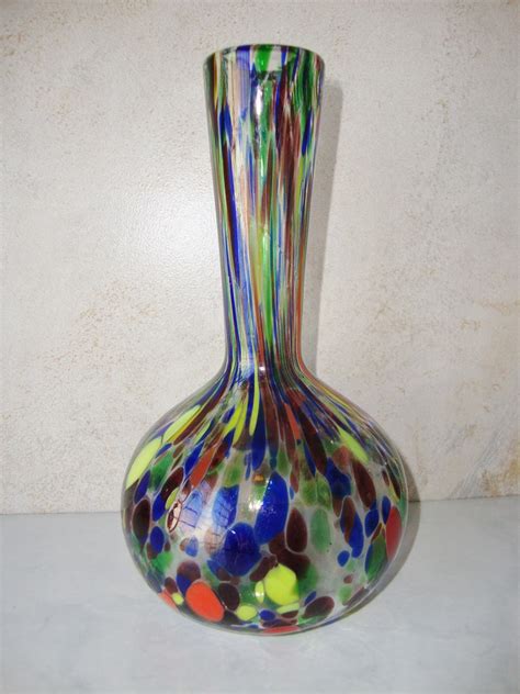 Vintage Spatter Glass Vase Multi Color Made By Wintervillewonders