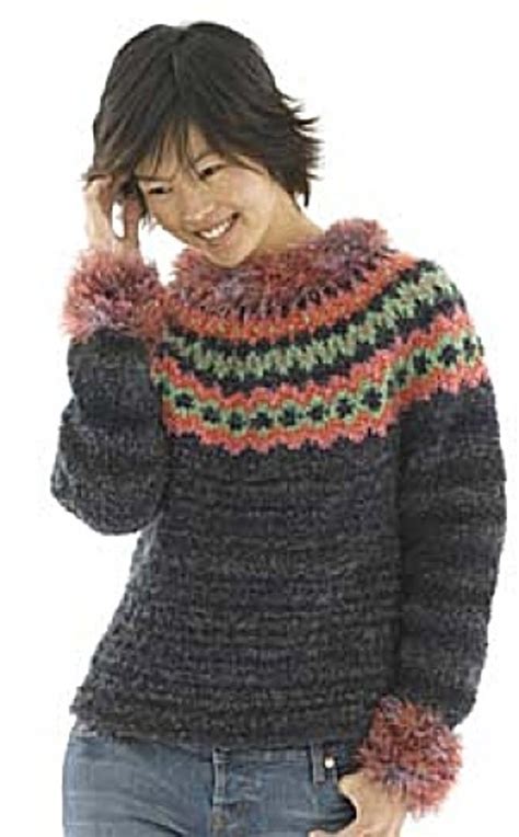 Knit Ideal Icelandic Sweater In Lion Brand Homespun 40018 Knitting