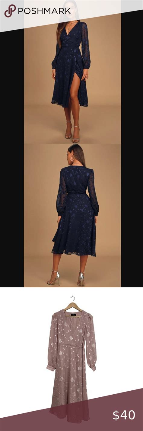Lulu S Evening Of Elegance Floral Jacquard Wrap Midi Dress In 2022 Wrap Midi Dress Dresses