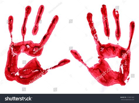 Bloody Hand Prints Isolated On White Stock Illustration 157601303