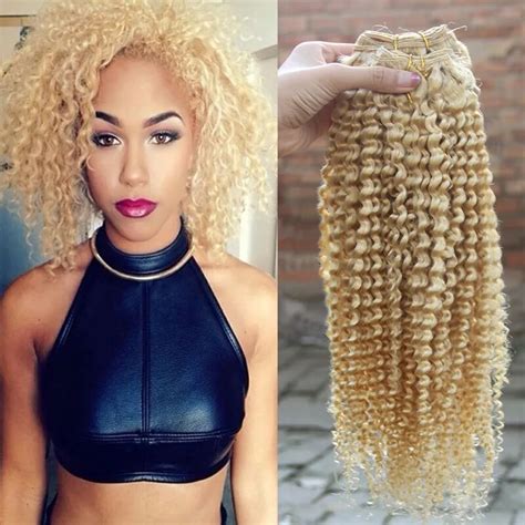 Malaysian Human Hair Bundles 7a Unprocessed Kinky Curly Virgin Hair 613 Bleach Blonde Curly