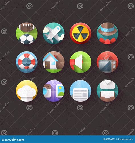 Flat Icons For Mobile And Web Applications Set 3 Stock Vector