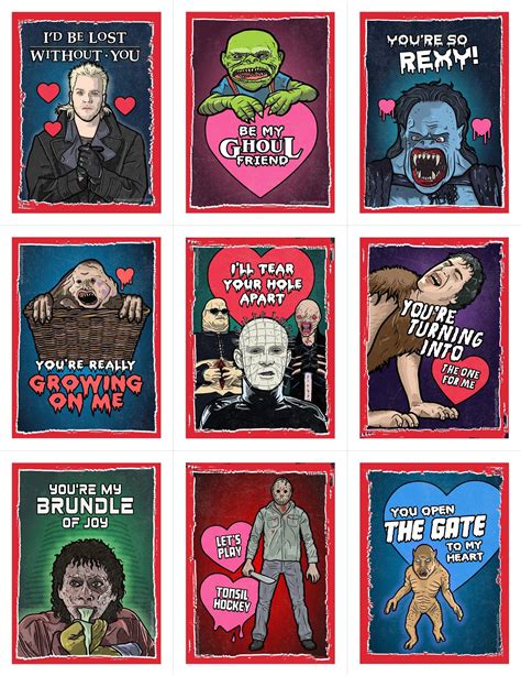 80s Horror Valentines Day Card Pack 2017 In 2019 Horror Icons
