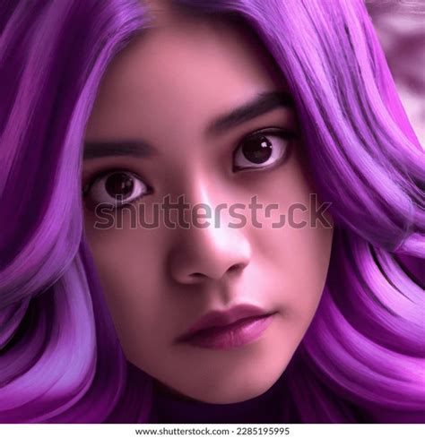 Close Photo Person Purple Hair Inspired のai生成画像、2285195995 Shutterstock