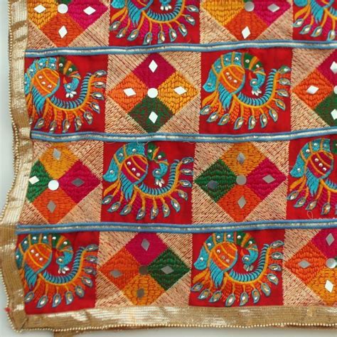 Peacock Diamond Colorful Phulkari Dupatta Phulkari Embroidery Border