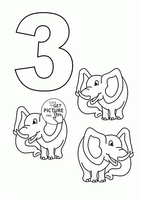 Number 3 Coloring Pages For Kids Counting Sheets Printables Free
