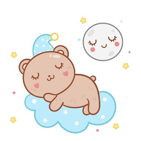 Premium Vector Illustration Cute Teddy Bear Sleep With Moon
