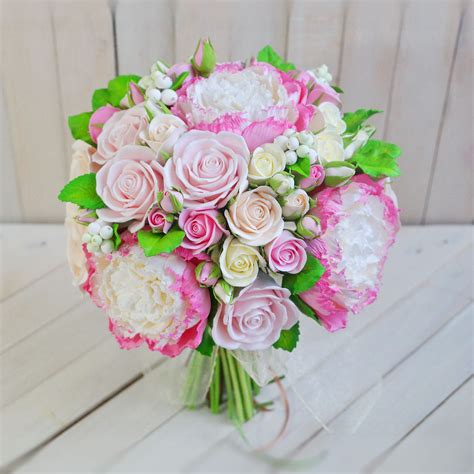 Pink Peony Bridal Bouquet Handmade With Love Oriflowers