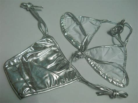 Fashion Care 2u S228 1 Sexy Halter Metallic Silver Thong Swimwear