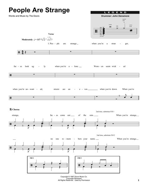 People Are Strange Sheet Music The Doors Drums Transcription