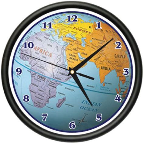Globe Wall Clock World Map Atlas Geography Teacher T Wall Clock