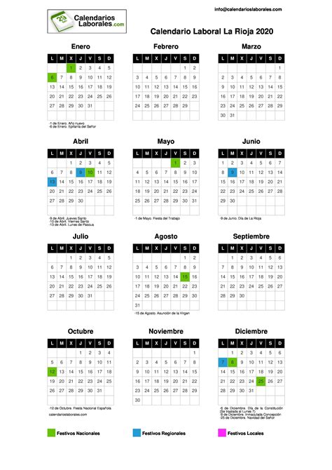 Calendario Laboral Rioja La 2020