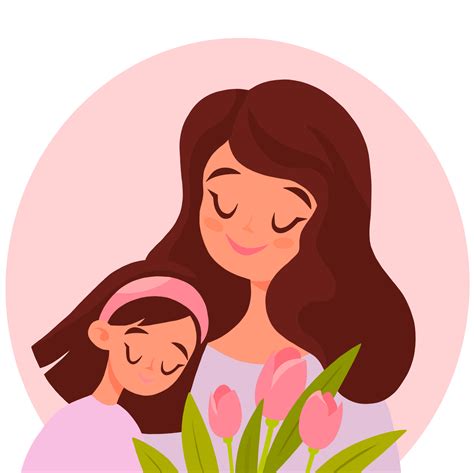 de la madre día tarjeta contento madre con hija y flores 24681548 png
