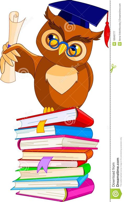 Cartoon Wise Owl With Graduation Cap And Diploma Royalty Free Stock