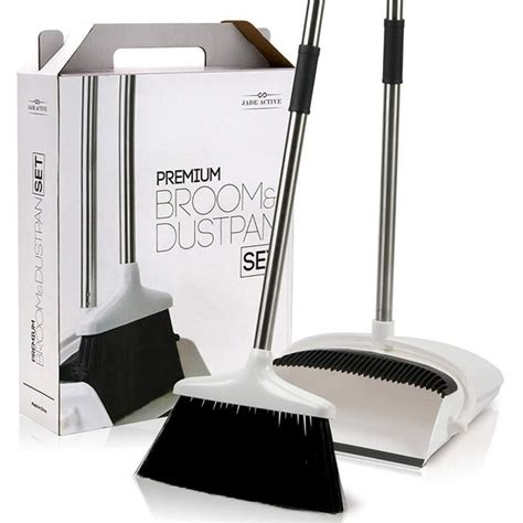 Broom And Dustpan Set Premium Long Handled Broom Dustpan Combo