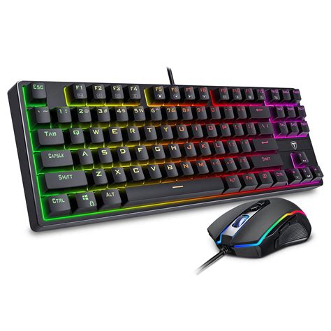 Pictek Mechanical Gaming Keyboard And Mouse Combo Blue Switches Spill
