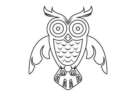 Black and White Owl. Coloring Page Of Cartoon Owl 21980438 Vector Art