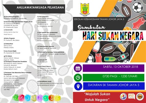 Pada tahun 2018 ini, sambutan hari sukan negara bakal diisi dengan pelbagai aktiviti sukan dan riadah untuk memastikan setiap lapisan masyarakat mengambil bahagian dalam meraikan sambutan hari sukan negara tersebut yang akan diraikan secara serentak di seluruh pelusuk tanah air. Program Hari Sukan Negara