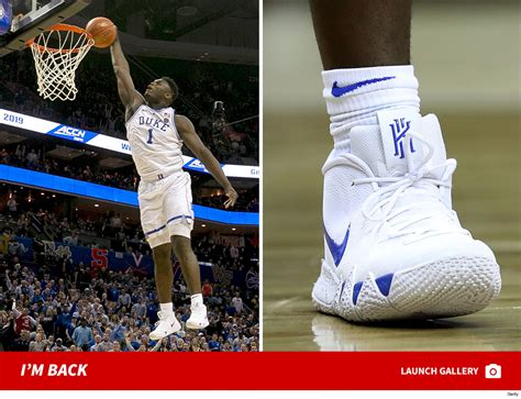 Zion Williamson Wears Nike Kyrie 4 Sneakers In Duke Return