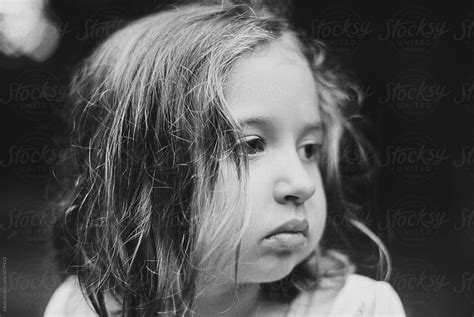Close Up Portrait Of A Beautiful Young Girl In Black And White By Stocksy Contributor Jakob