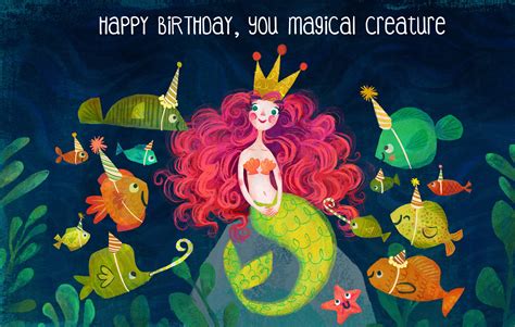 Happy Birthday Mermaid Card Greeting Card 5 7