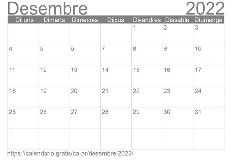 Calendari Desembre 2022 Dargentina En Català ☑️ Calendariogratis