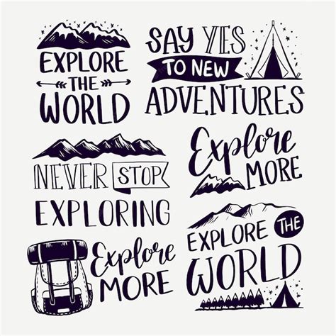 Free Vector Explore The Mountains Camping Lettering
