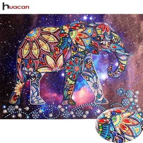 Huacan Special Shape Diamond Painting Elephant Diy Diamond Embroidery