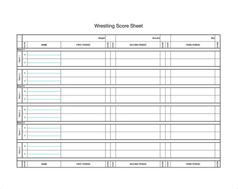 Wrestling Score Sheet Raisa Template