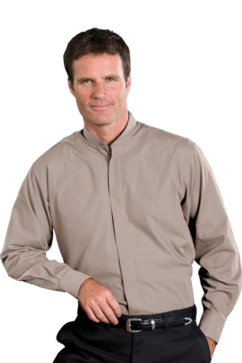 Mens Banded Collar Dress Shirt Assorted Colors
