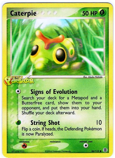 Caterpie is a bug type pokémon introduced in generation 1. Caterpie - EX FireRed & LeafGreen #56 Pokemon Card