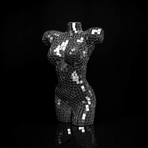 Mosaic Mirrored Woman Mannequin Bust Black Small Decora Loft