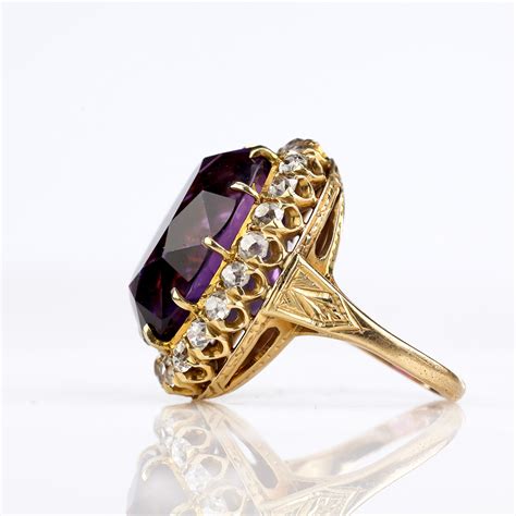 Victorian Edwardian Amethyst Diamond Ring Heart Of Hearts Jewels