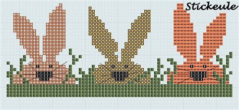 Did you scroll all this way to get facts about kreuzstich vorlagen? cross stitch - 3 bunnies in grass | Bordado ponto cruz ...