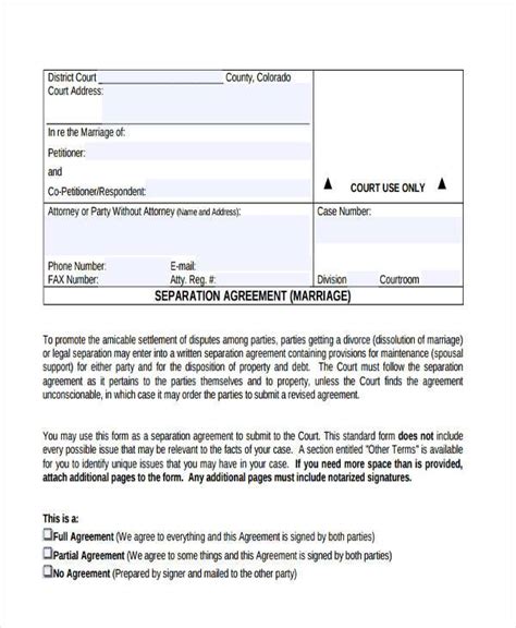 A petition for legal separation must be filed in the california county where at least one party currently resides.7 x research source if you are unsure some counties require respondents to file additional local forms for a legal separation, which may differ from those required of the petitioner. FREE 8+ Separation Agreement Forms in PDF | MS Word