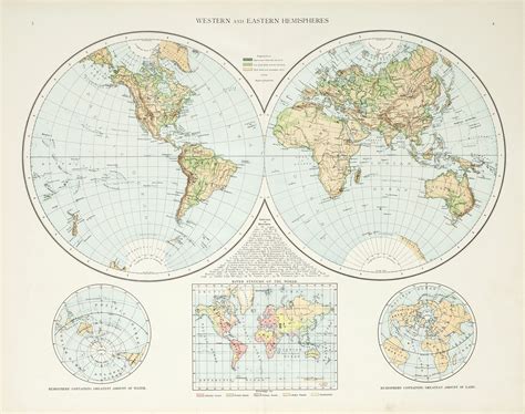 Western And Eastern Hemispheres Antique Print Map Room In 2022