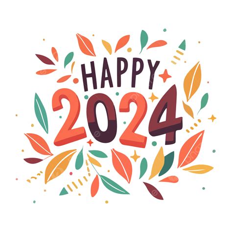 Happy 2024 Texting Calendar Icon Banner Vector Hand Drawn Art