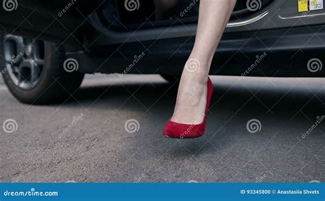 Woman`s Legs In Red High Heels Stepping Out Of Car Stock Footage Video Of Elegant Girl 93345800