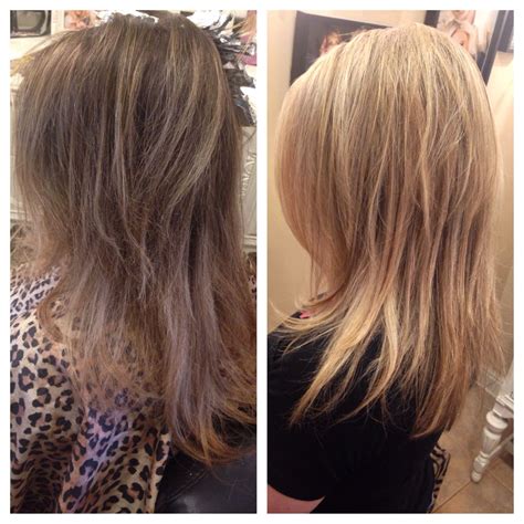 But hair color works a bit differently than paint color. Before/after partial highlights honey blonde bright blonde ...