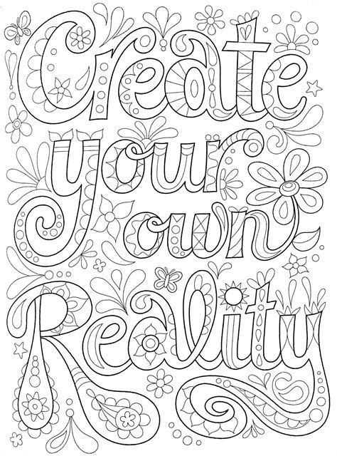 Adult Coloring Page Coloring Pages Inspirational Quote Coloring