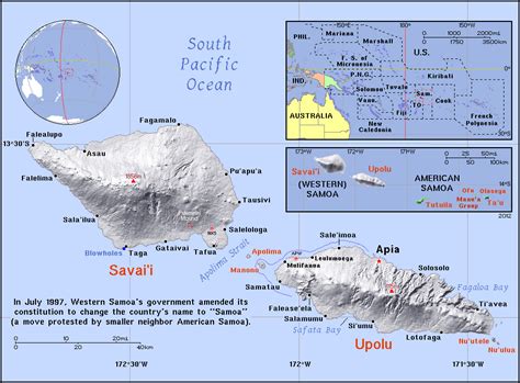 Die freie und zeitlich unbeschränkte. Samoa Politische Karte